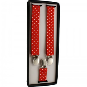 Boys Red & White Polka Dot Adjustable Braces + Gift Box